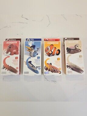 EUGY 3D Cardboard Model Kit Lot of 4 Ptero Otter Mammoth Clowfish New Dodoland